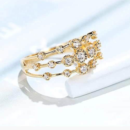 Моден женски дијамантски отворен прстен прстен циркон венчален прстен за венчавки за жени