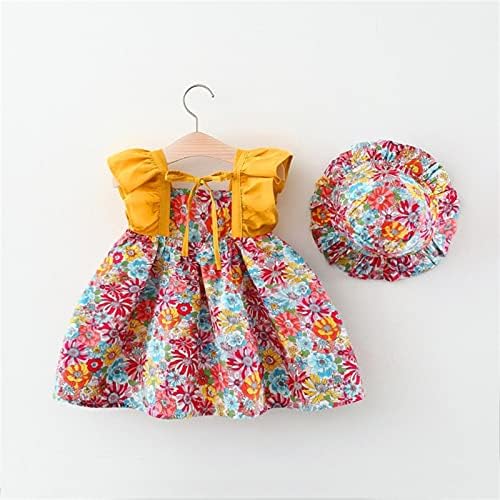 Облека за одмор капа цветни фустани принцеза руфли бебе без ракави за новороденчиња сет девојки летни девојки тутус