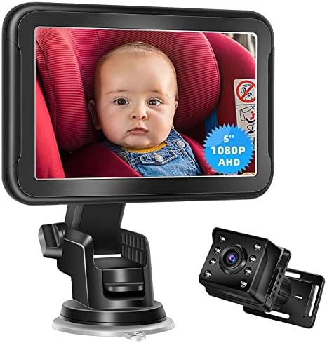 GOSEN Бебе Автомобил Огледало 1080P, Бебе Автомобил Камера Монитор со 5 AHD Дисплеј Ноќ Визија Функција, Задното Седиште Безбедност