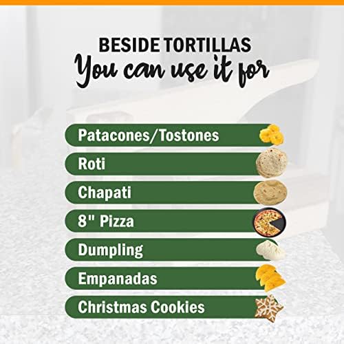 ПАП производи Дрвени тортилја Прес Производител 8 инчи со тортилја потопло, prensa para tortillas, tortillera, рачен преси за тесто за тортиillasи, кнедли, роти, чапати, емпанади.