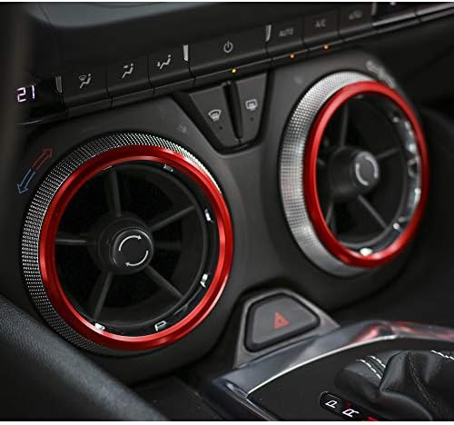 За додатоци на Камаро, AC копчиња за климатик, излез за отвор за проветрување за -2020 година Chevrolet Camaro, црвен алуминиум,