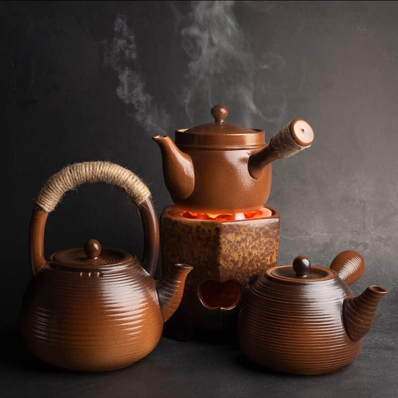 Преобразба на печка Ретро топол чај шпорет со отпорна на висока температура керамички чајник поставен дел од јаглен шпорет чај