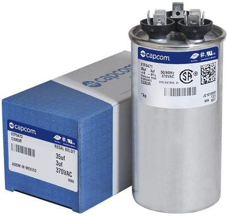 GE genteq кондензатор околу 35/3 UF MFD 370 волт 97F9472, 35 + 3 mfd на 370 волти