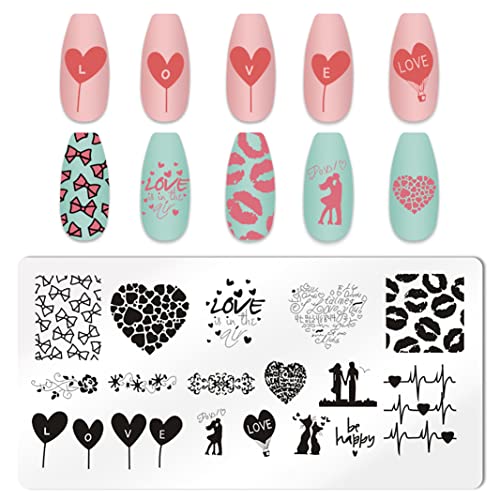 Xeaohesy 6pcs Денот на вineубените Loveубов срцев нокти за печат на нокти комплет за печатење на ноктите за нокти Loveубовни