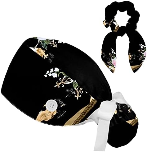 Летно плумерија цвеќиња прилагодливо работно капаче со ласкава коса, буфантна капа со копчиња