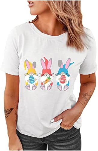 Велигденски ден за жени Гном Велигденска кошула Смешна велигденска гномска маица со јајце лето лето-случајни велигденски маички врвни