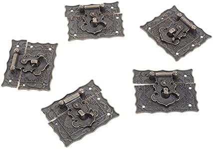 Futeni Antique Retro Hasp Lock Skuck Kook Eye Latch Eye, 5 парчиња бронзена правоаголна тока декоративен накит подарок вино ВИНА Дрвена кутија