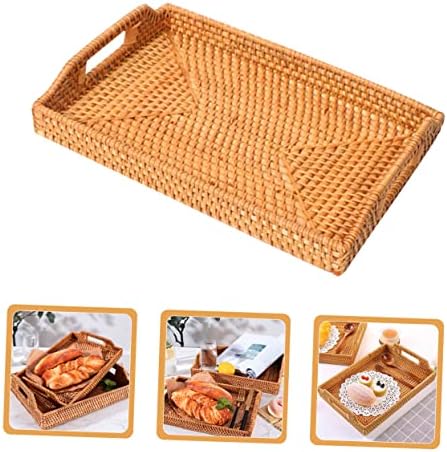 Doitool rattan tray tray храна за сервирање послужавник ткаени послужавник плетен плеска плескав леб леб за сервирање плетена сад за