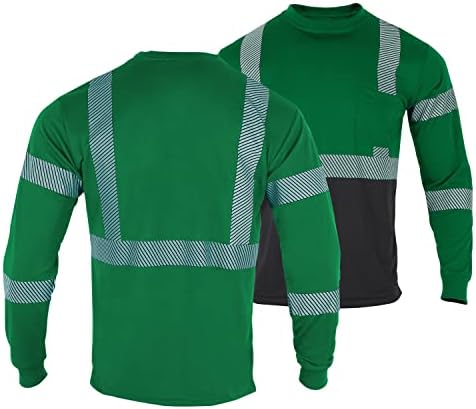 Безбедносни кошули на Fonirra, со голема видливост, рефлексивни за мажи со џеб ANSI класа 2 Здраво, Вис Работна маица долги