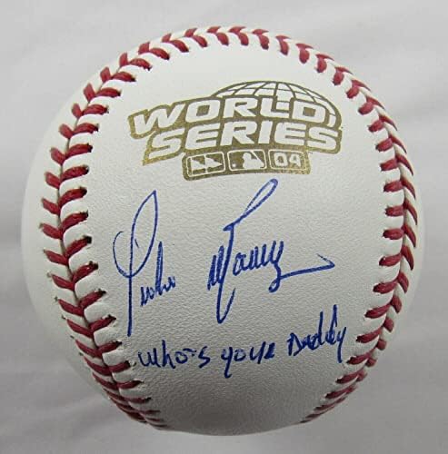 Педро Мартинез го потпиша Бејзбол Раулингс 2004 Светска серија w/Кој е вашиот татко - автограмирани бејзбол