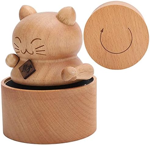 WODMB дрво музичка кутија среќна богатство мачки фигурина музичка кутија дрвена симпатична музичка кутија домашна декорација додатоци