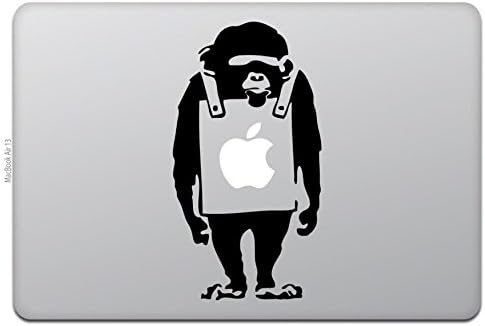 Налепница за налепница за кожа на Волк MacBook Banksy Monkey Monkey Black 15 086