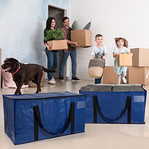 Clearspace Тешки торбички за движење или торба за складирање - големи кутии за движење со ленти за ранец, патенти и рачки -