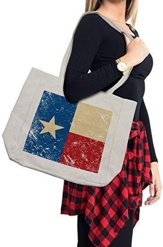 Торба за купување торба за starвезди на Амбесон Тексас, илустрација на гранџ знаме со знак за ретро независност на Lone Star, еко-пријателска