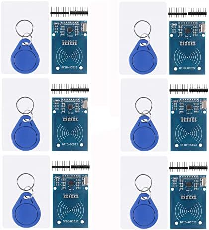 6PCS RC522 RFID модул комплет RF RC522 IC Card Modsor Sensor Module со S50 бела картичка и модул за сензори на RFID на RFID со клучеви