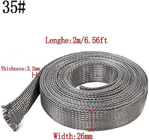 Пазарна жица на Мерлин, кабел за кабел за плетенка од бакар 2м/6. 56ft Флексибилност голи метални плетенки со плетенка со неинсилирана жица