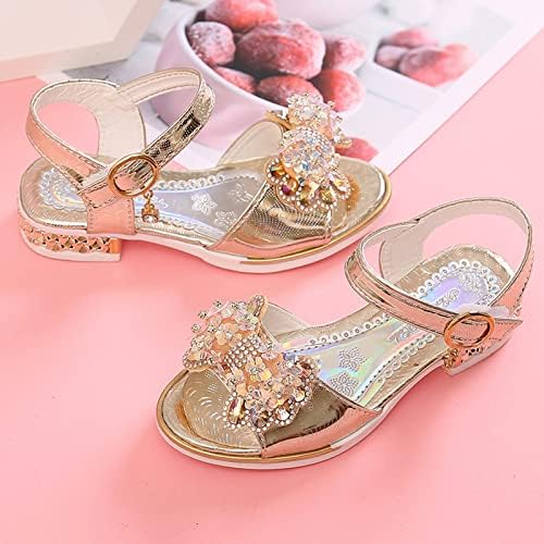 Деца чевли модни дебели стапала со сандали со дијамантска пеперутка лето отворено пети студент танц чипка принцези сандали