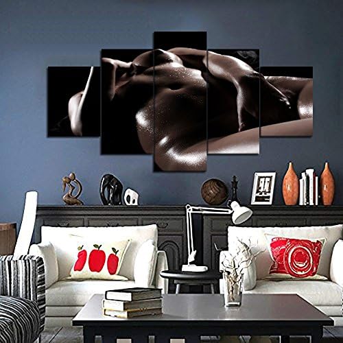 Еротска гола девојка бојата на телото платно за парови 5 парчиња секси гола жена печати wallидни уметнички слики слики за забавна