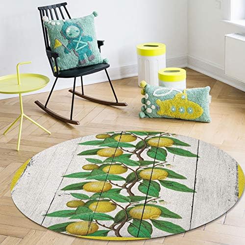Голем килим за дневна соба за дневна соба, 3,3 метри килими што не се лизгаат за детска соба, тропски лимон лето овошје дрвени штици