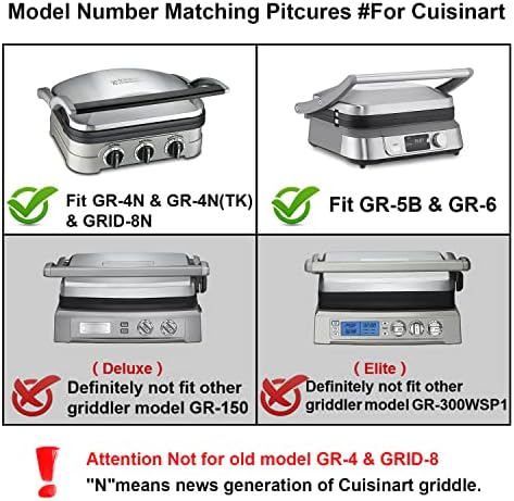 Таблички за вафли на Focollk за Cuisinart Griddler GR-4N, GR-5B, GR-6 и Grid-8N серија, 4 Slicer Cuisinart Griddler Waffle Plates,