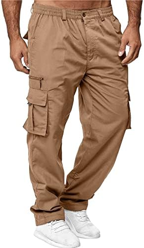 Мажи карго џемпери џогери лето лабава панталони панталони цврста боја еластична половината за пешачење со права нозе панталони со џебови
