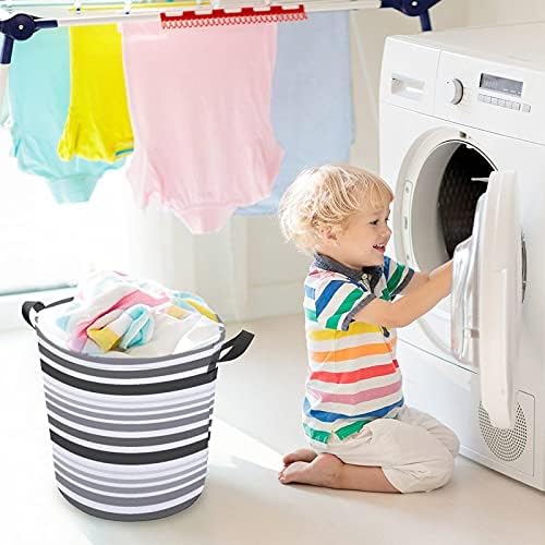 Кошница за перење Foduoduo, бела и сива вкрстена лента за перење, спречувајќи ги рачките што се преклопуваат валкана облека за складирање