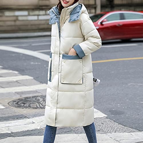 Канцелариски јакна Prdecexlu за жени зимска едноставна долга ракав Туника топла јакна копче удобно цврсто со аспиратор памук