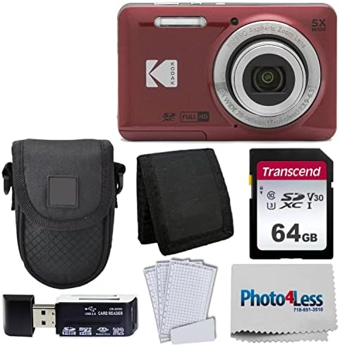 Kodak Pixpro FZ55 Дигитална камера + Црна точка и снимање на камера + Трансцендент 64 GB SD мемориска картичка + три-пати мемориска картичка