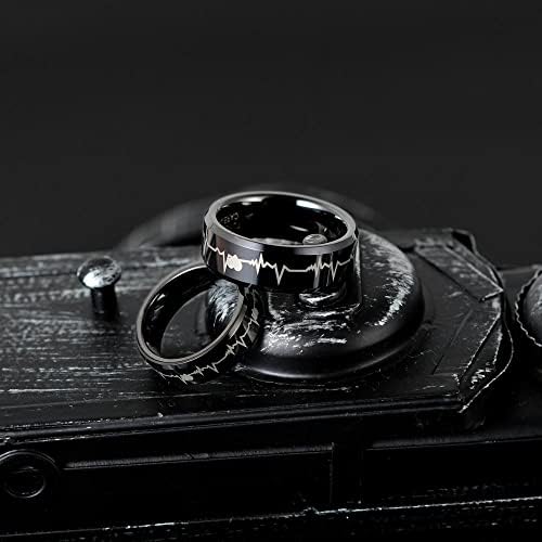 Votron 8mm црни карбидни прстени со чукање на срцето во облик на мажи со голема количина на венчавки со големина 5-16-82541