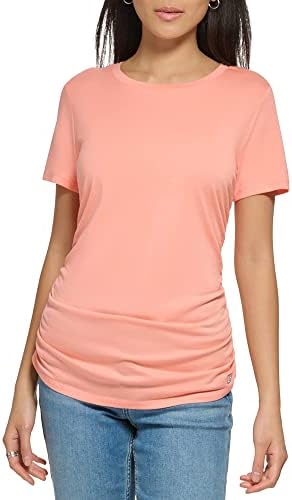 Calенски памучен модален дрес на Калвин Клајн удобна секојдневна маичка со кратки ракави за кратки ракави