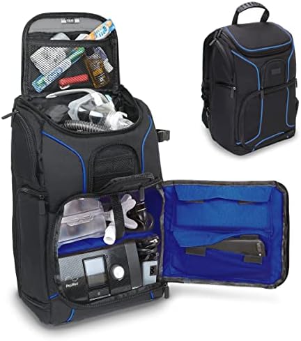 USA GEAR CPAP Машинска торба за патувања - CPAP ранец компатибилен со XT Fit, AirSense 10/11 & Philips Dreamstation - прилагодлив ентериер