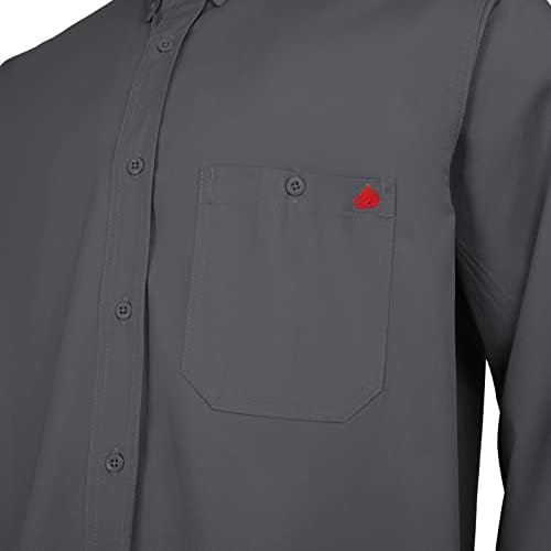 WorkWeya FR кошули за заварување 7.5oz памук копче надолу од кошула отпорна на пламен за мажи