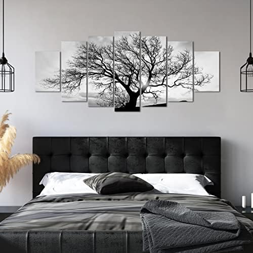 Levvarts xlarge црно -бело дрво платно уметност одлично зајдисонце шут слики печатено сликарство за модерна домашна дневна соба