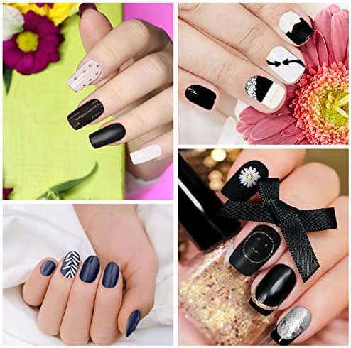 30 чаршафи 420 парчиња обвивки за нокти црни налепници за полски нокти самолепливи со целосна покривка на ноктите за нокти Полски ленти со