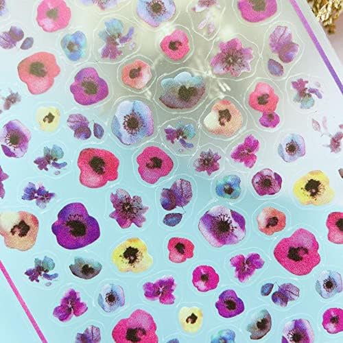 Јапонски стил Нова технологија Транспарентна текстура налепници за нокти, обични обоени цвеќиња, суви нокти Декларации, тенка светлина жени -