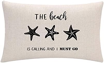 УЛОВ САКАЈ Се Црна Плажа Декор Фрли Перница Покритие Со Плажа Цитат/Морска Ѕвезда Перница Опфаќа Летен Одмор Плажа Декоративни Граѓа