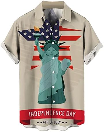 Памучни кошули машки летни 3Д печатени кардиган дневно секој случајна кошула со кратки ракави кошула