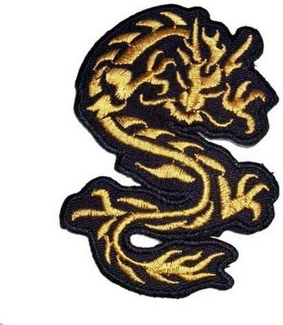 Графички прашина Златен кинески змеј извезено железо на лепенка кунг фу, воена уметност таеквондо, борба против антички ранец Jeanан јакна моторцикл