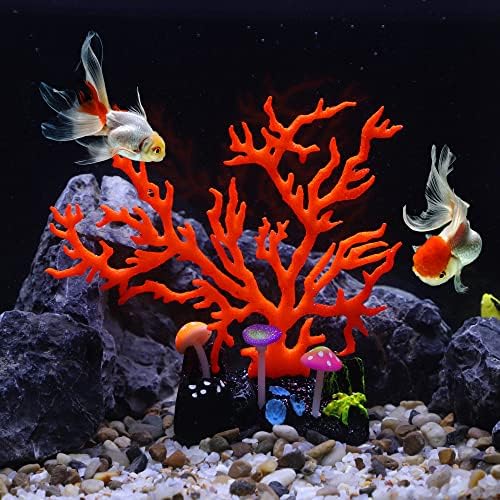 Vocoste мека силиконска блескава аквариум печурка корал, флуоресценција лебди водни вештачки растенија за украс на резервоарот за