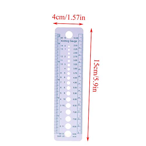 PZRT INCH CM Владетел Велика Британија САД Канада големини пластични игла за плетење игла за мерач на игла Геометриски образец за владеење Студент мерка алатка за мерка