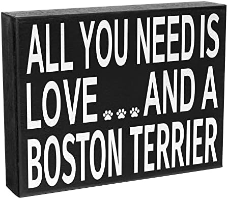 Подароци од enенигемс Бостон Териер, сè што ви треба е Loveубов и дрвен знак во Бостон Териер, мама од Бостон Териер, мама, декор