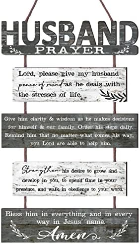 Јударт молитва за сопругот рустикален wallиден знак со 5 парчиња панели налепени заедно - христијанска религиозна инспиративна куќа за