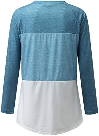 Женски бохо долги ракави врвови пролетен блок во боја што одговара на туниките паѓаат ретро боемска цветни пуловер блуза
