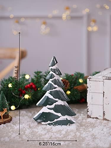 Qiaoidea Нова елка на таблети, сет од 2 дрвени украси за новогодишни украси за украси за Божиќна лента за изложба на садови за мантил камин