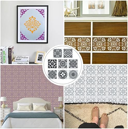 Stobok 8pcs wallsидови во ткаенина, црн под DIY wallид бел мебел стакло, за цртање ткаенина насликана случаен рок карпа мандала мандала