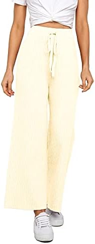 Cainfairy женски цврсто ребро плетено широко панталони за нозе Еластични панталони со џемпер со џемпер