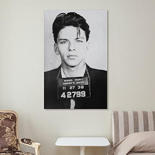 Постери Френк Синатра Mugshot црно-бел портрет портрет wallиден уметнички гроздобер постер платно отпечатоци за дневна соба спална соба канцеларија