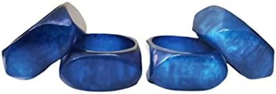 ОМЦ рачно изработени прстени со салфетка од смола од 4 елегантни декор држачи за салфетка за вечера забави сини обоени салфетки прстени