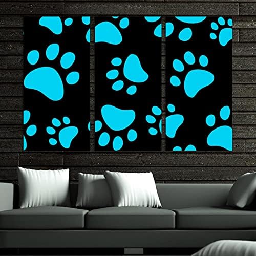 3 панели врамени платно wallидни уметности сини кучиња мачки мачки слики модерни домашни уметности подготвени да висат 12 x24
