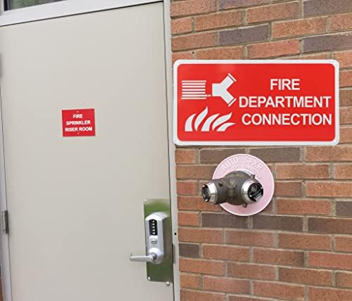 Метал знак за конекција на противпожарна служба „FDC“ од 12 x 6 инчи .040 Rust Free Metal UV заштитени за канцеларија, подрум, гаража, колеџ,